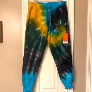 La Detresse Soft Limeade Acid Wash Tie Dye Sweatpant- NWT Sz M